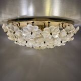 Large Floral Crystal Glass Flush Lamp by Ernst Palme , 1970s