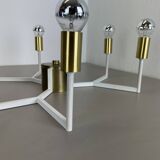 Large brass italian cubic sputnik ceiling light flush mount, italy, 1960s