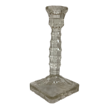 Square molded glass candle holder
