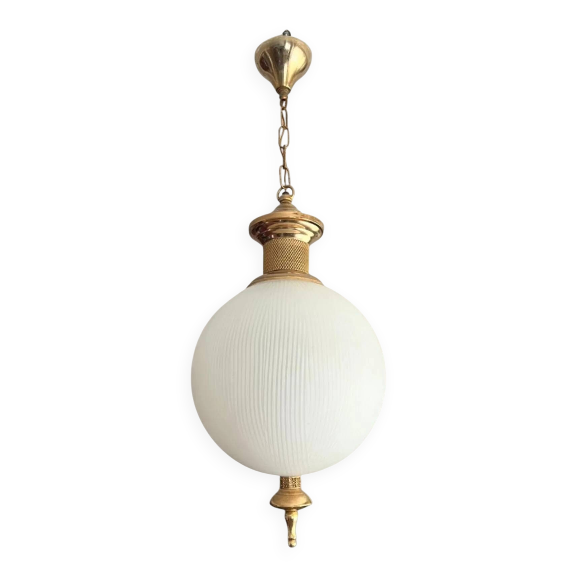 Suspension globe en verre et laiton