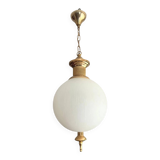 Suspension globe en verre et laiton