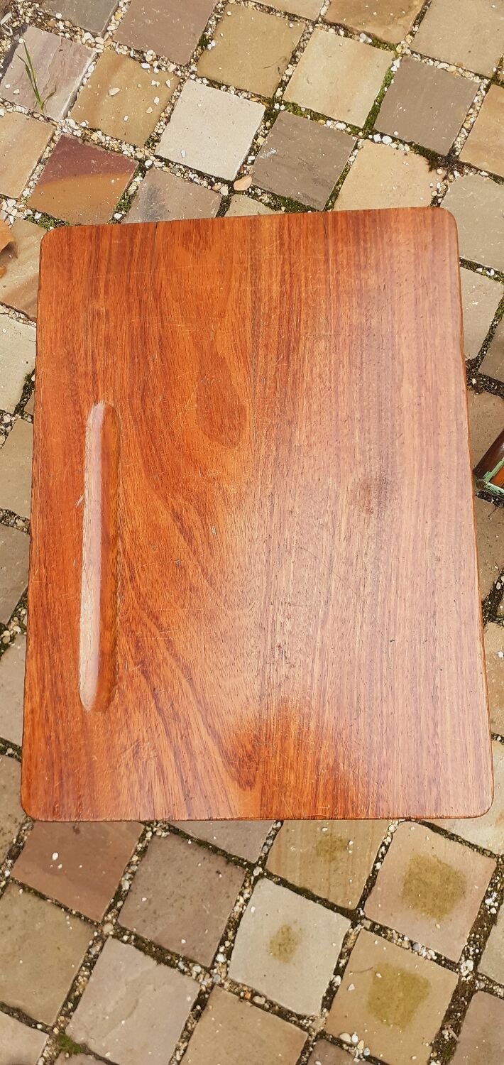 Children's desk and its chair year 50 solid teak tubular structure