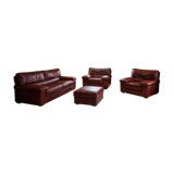 Roche Bobois Set – Patinated cognac leather – 1980s design