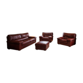 Roche Bobois Set – Patinated cognac leather – 1980s design