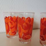 verres à fleur oranges années 70