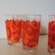 verres à fleur oranges années 70