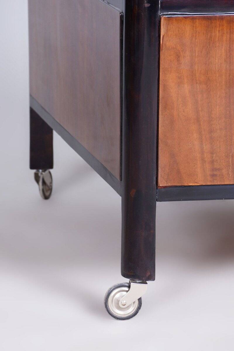 Czech Art Deco Trolley Walnut and Chrome-Plated Steel from Thonet, 1930s