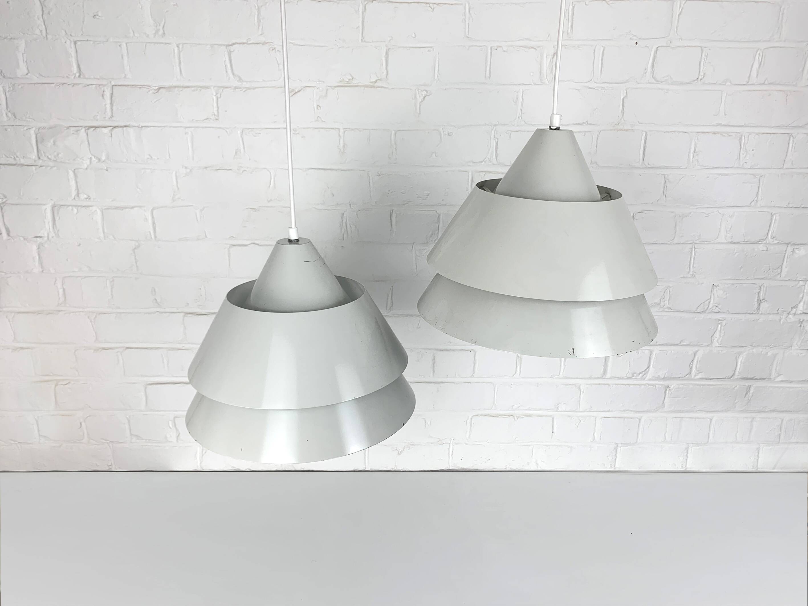 Pair of Zone Pendant Lights in gray, Jo Hammerborg for Fog & Mørup, 1960s