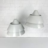 Pair of Zone Pendant Lights in gray, Jo Hammerborg for Fog & Mørup, 1960s