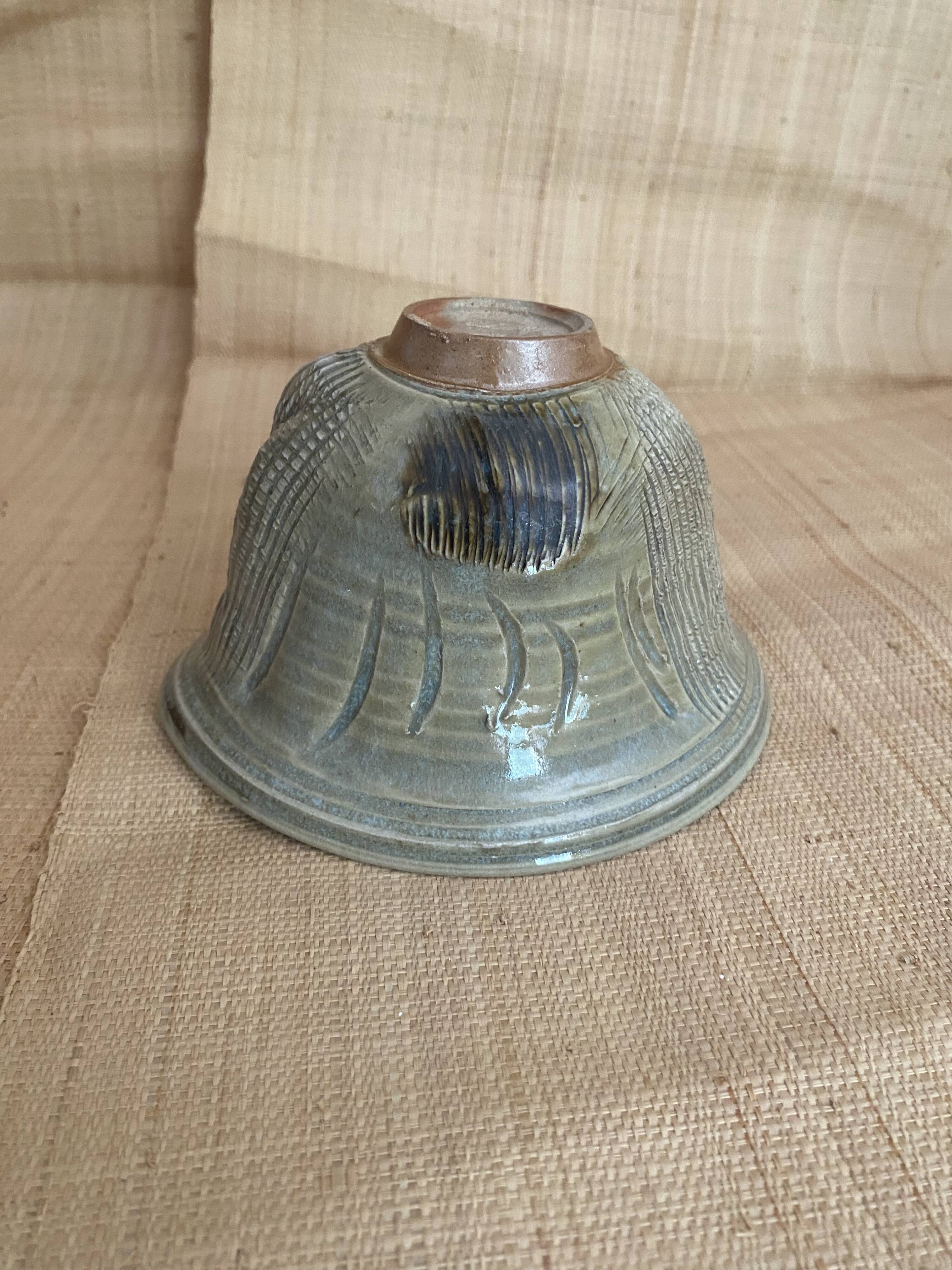 Japanese scarified ceramic bowl
