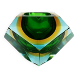 Cendrier ou vide-poches en verre de Murano à multiples facettes, années 1960, créé par Flavio Poli pour Seguso. Fabriqué en Italie.