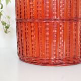 Wastepaper bin, basket, Wicker, Red