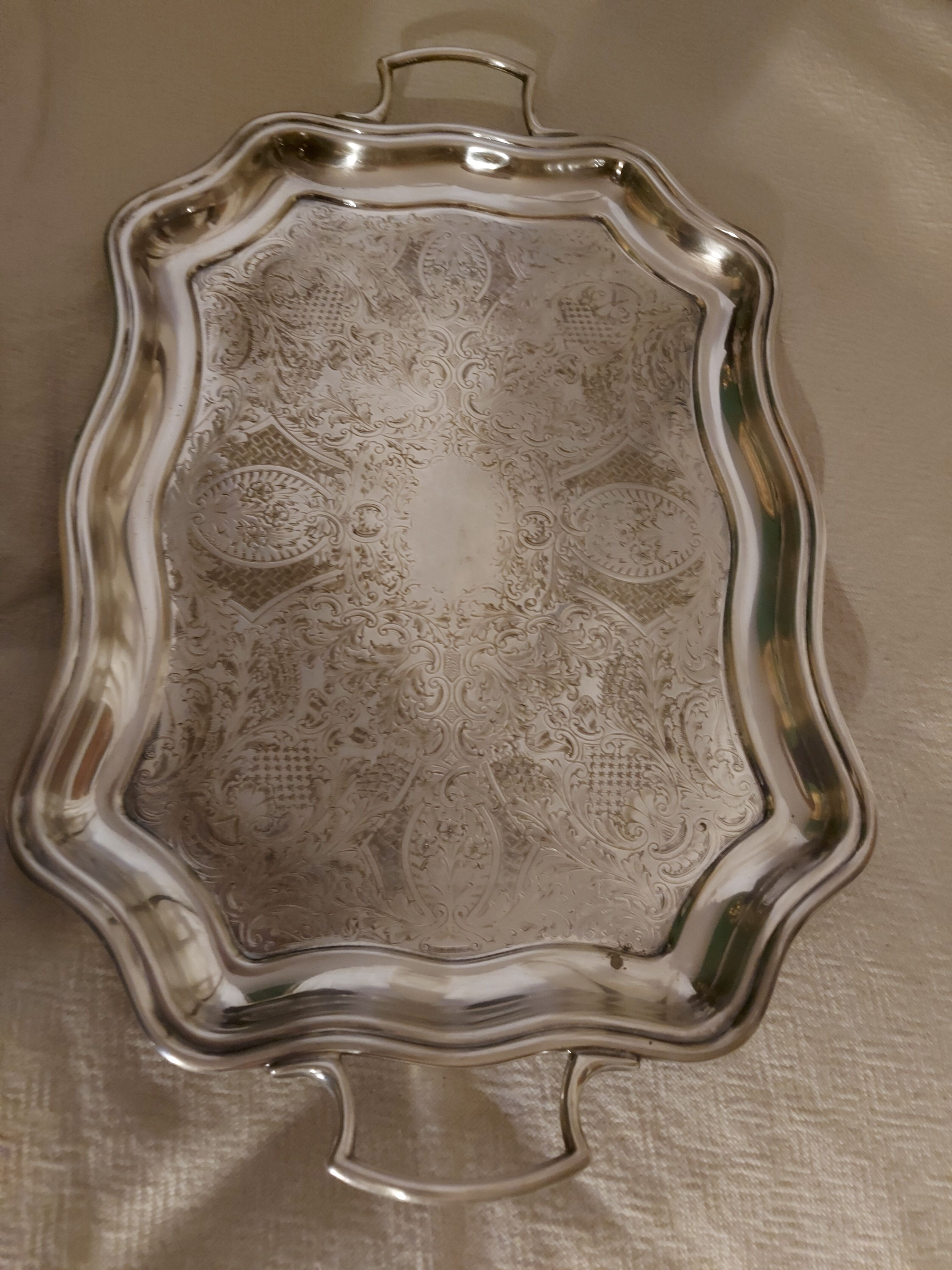 Large english silver metal tray