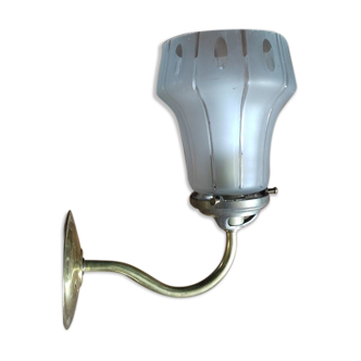 Wall lamp lampshade corole sandblasted glass and brass type art deco old dp 0322004