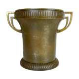 Art Deco champagne cooler in copper and brass with relief patterns, Sweden, 1930s.