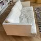 Cinna "Stricto Sensu" 3-seater sofa in chalk leather, designer Didier Gomez.