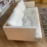 Cinna "Stricto Sensu" 3-seater sofa in chalk leather, designer Didier Gomez.