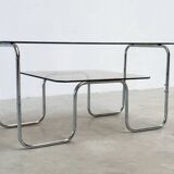 1980s 2-tier chrome coffee table