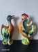 Pair of duck and rooster jugs in St Clément barbotine vintage
