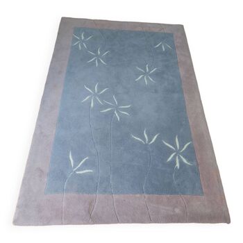 Tapis contemporain pour chambre d'enfant bleu mauve et vieux rose