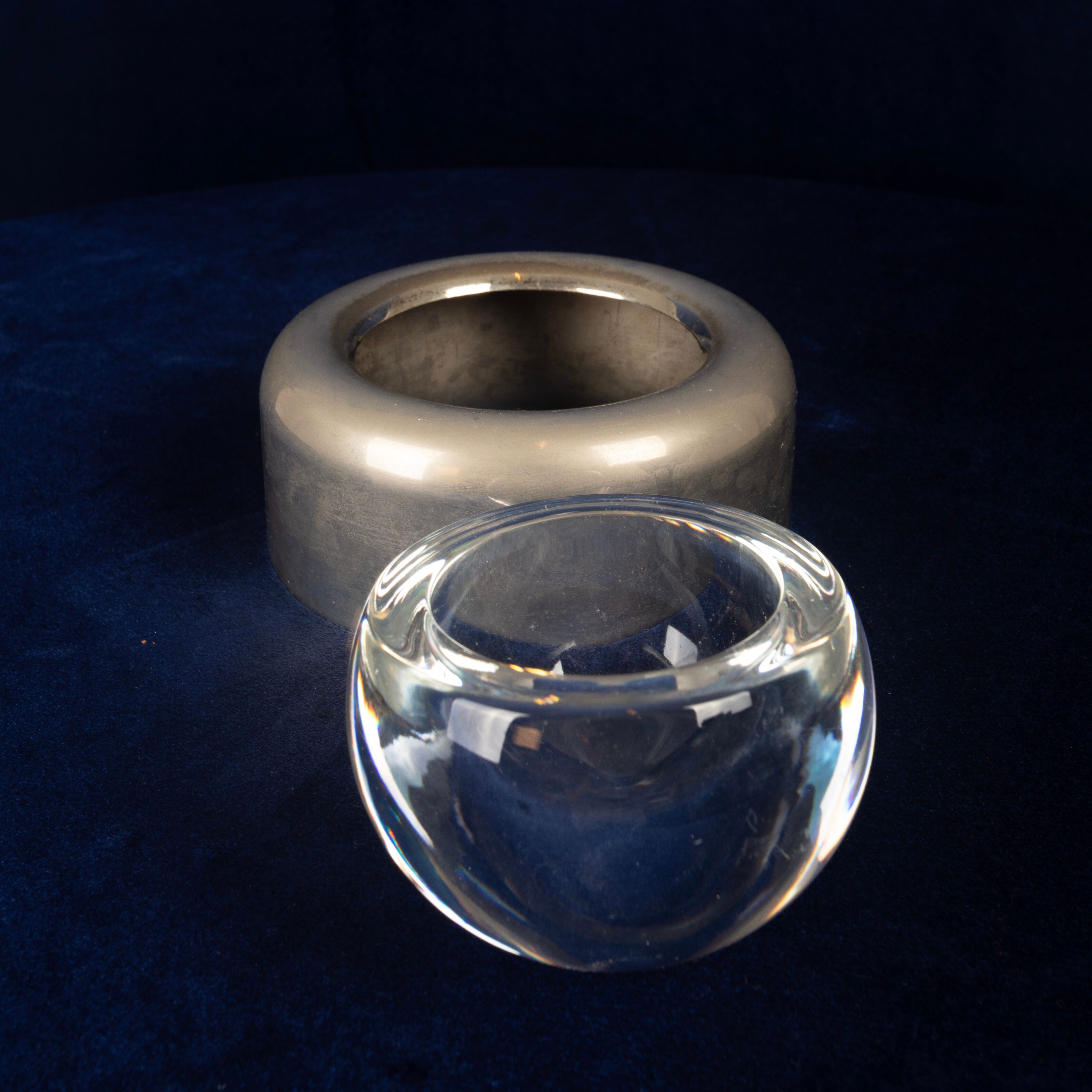 Joe Colombo Biglia Crystal and Metal Ashtray for Arnolfo di Cambio Italy 1970
