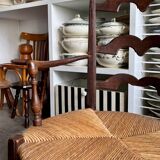 Nanny chair in dark wood and straw