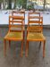 4 solid wood chairs with green and blue velvet suede, Louis Philippe style.