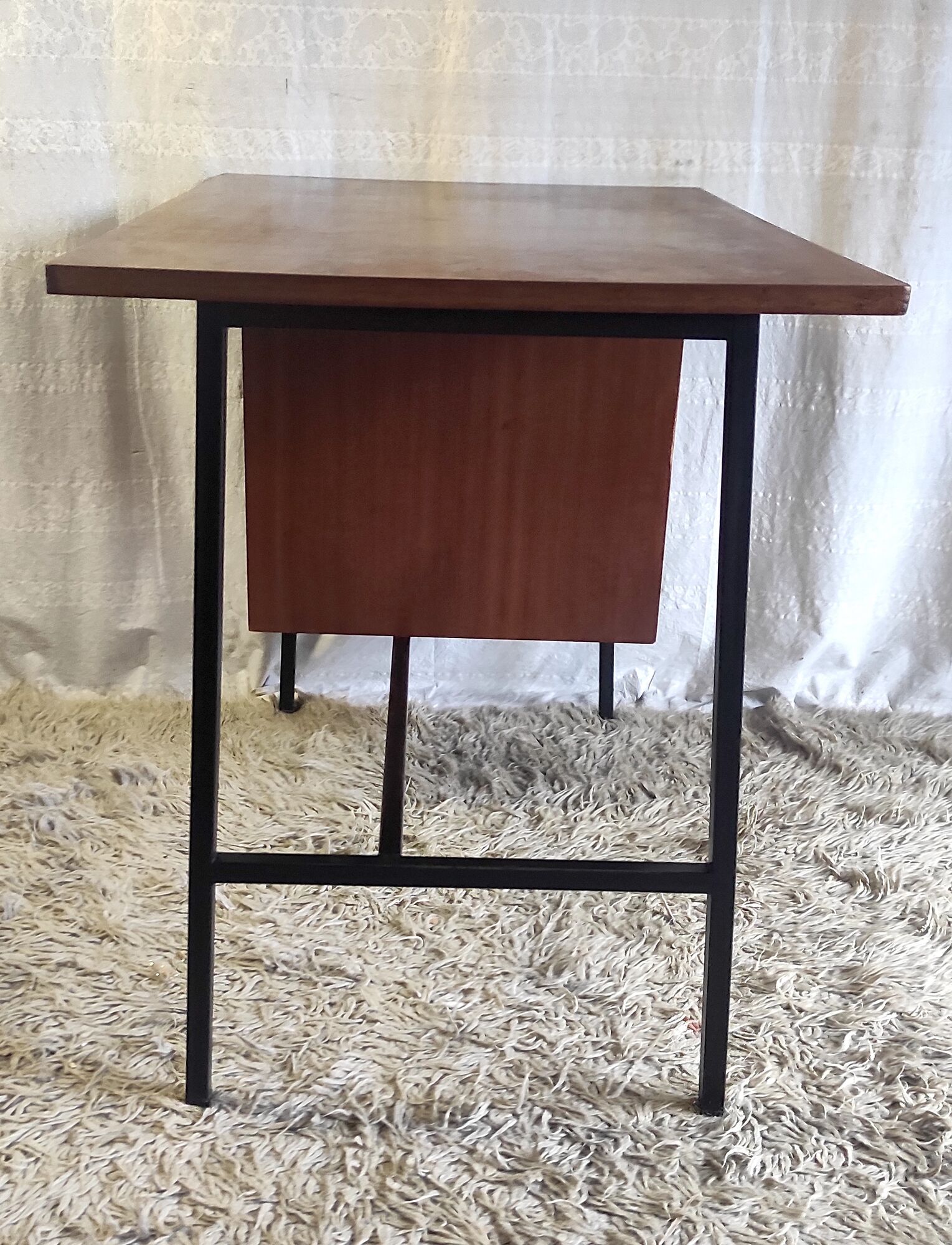 Modernist metal and wood desk by Seducta – 50s/60s