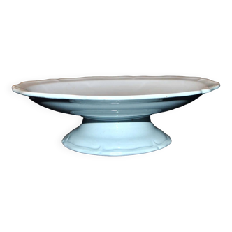 Mounted earthenware plate from Montereau, 19th century. Opaque pastel blue 1820-1830 Cup on foot