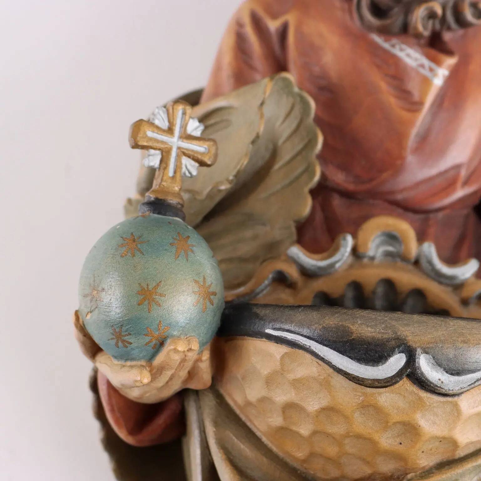 Antique holy water font with religious subject, Italy, 20th century.