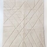 Moroccan berber carpet blessed ouarain ecru with diamond patterns engraved 304x204cm