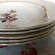 6 assiettes creuses vaisselle ancienne roses multi couleur doré or