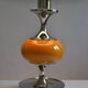 Vintage lamp base yellow and chrome metal circa 1970