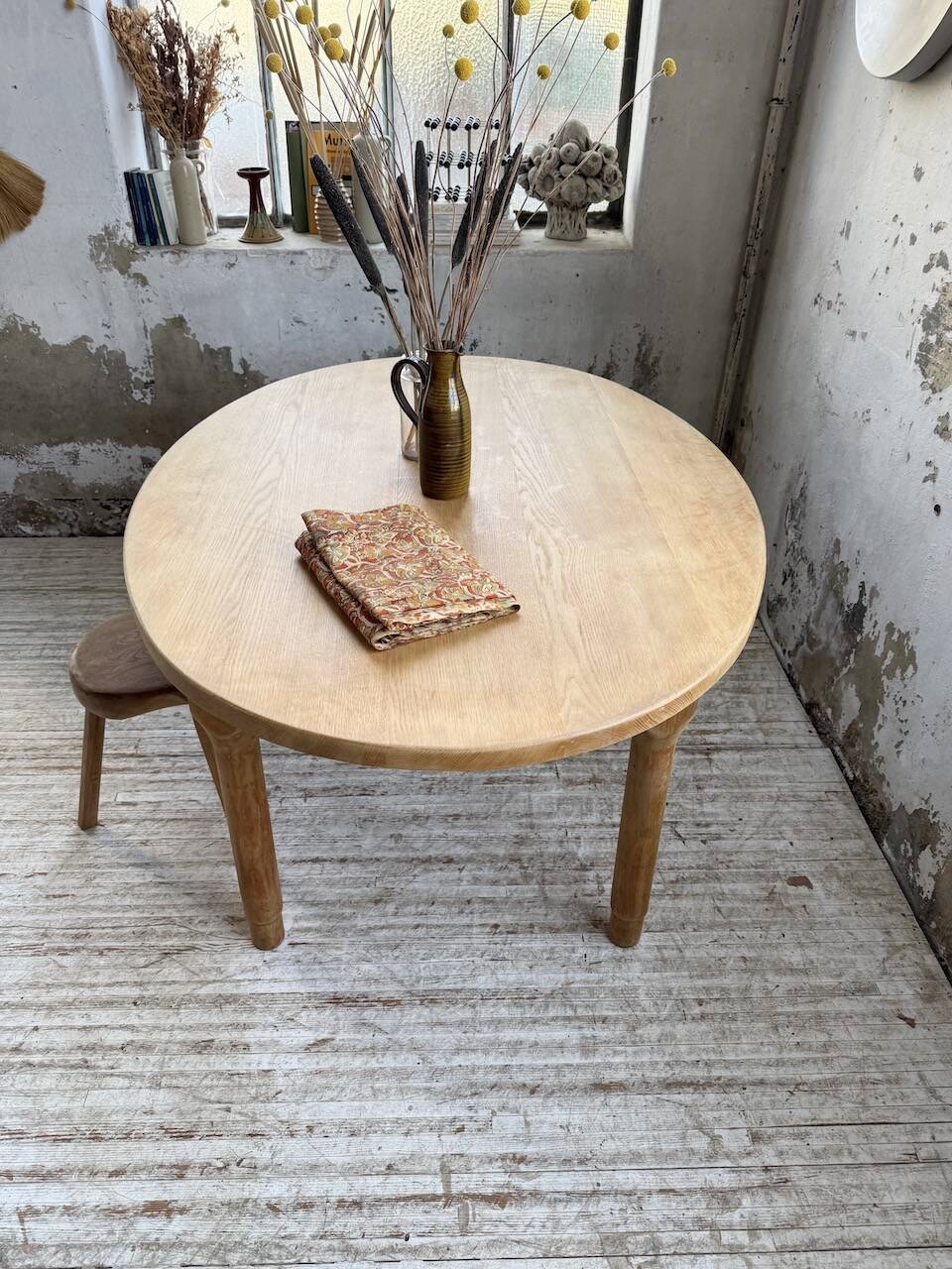 Oval farmhouse table oak 1960
