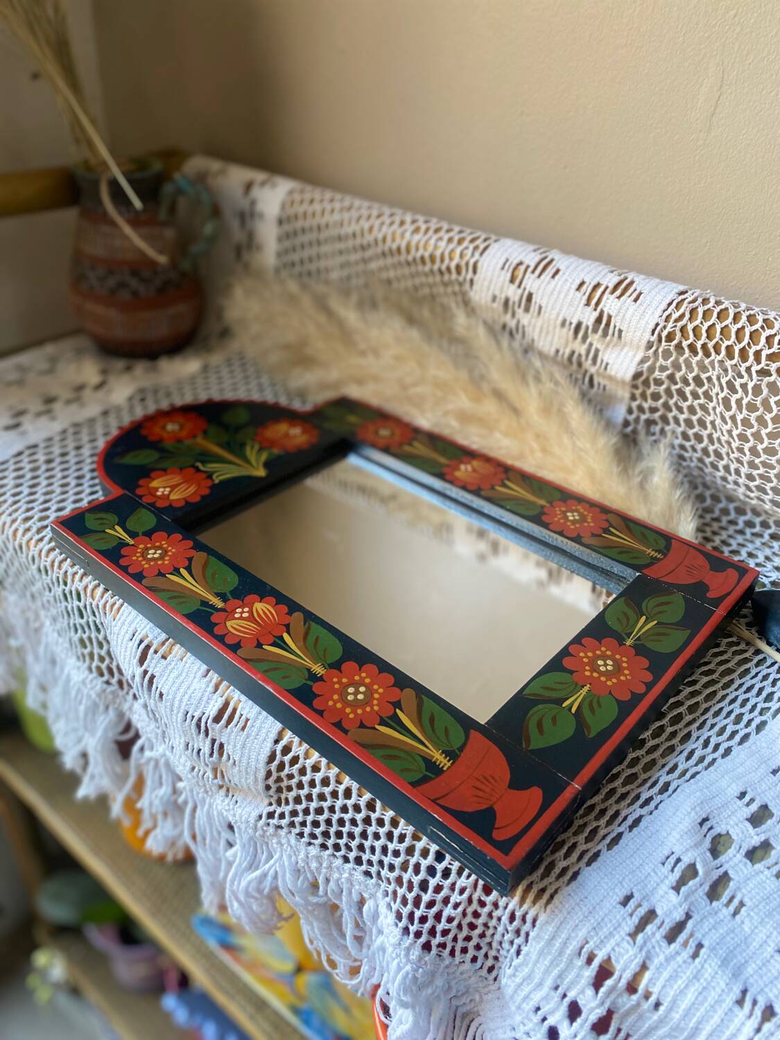 Vintage floral mirror