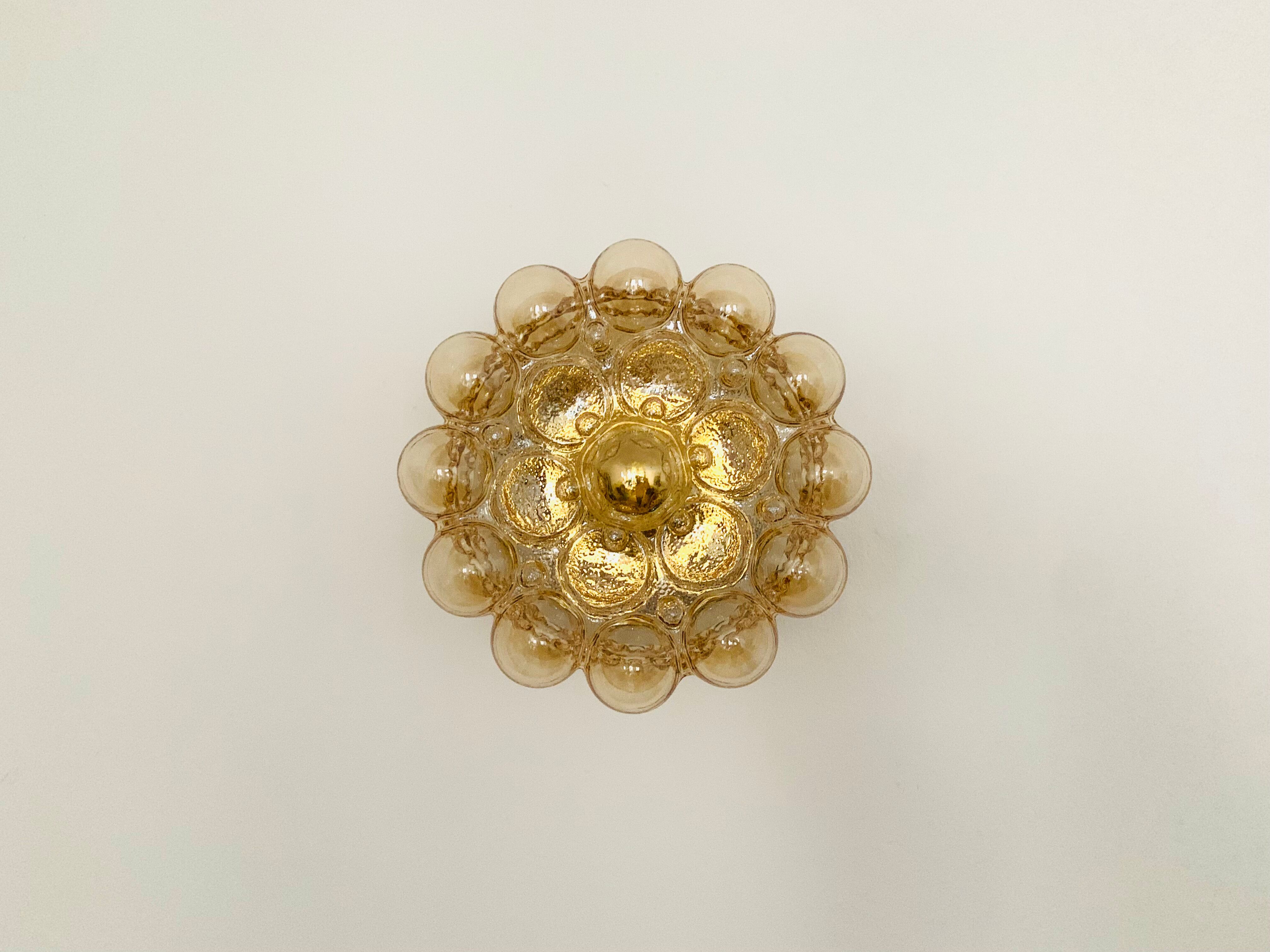 Large Bubble Glass Wall Lamp or Flush Light by Helena Tynell for Glashütt