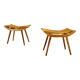 Pair of beech straw stools, 1960s, Czechoslovakia