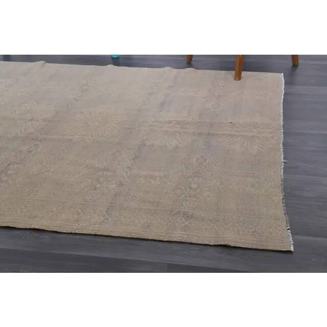 1970s Vintage Turkish Oushak Handmade Wool Cotton Purple Area Rug 168x268