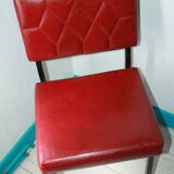 Série de 4 chaises rouges en skaï années 50