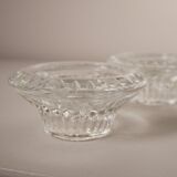 Set of 2 glass candle holders, ridged effect