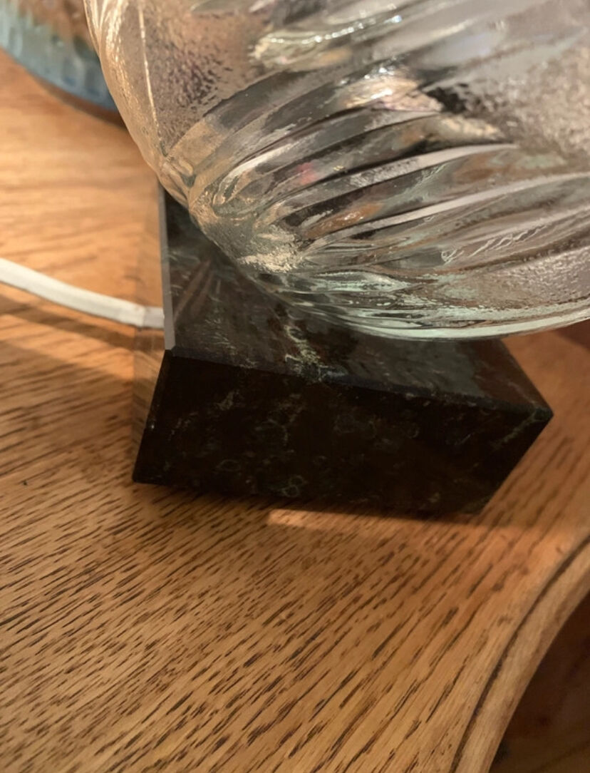 Mid-Century Table Lamp – Cut Glass Globe & Marble Base