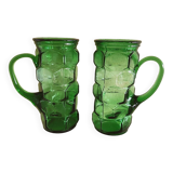 Vases à anse en verre vert émeraude