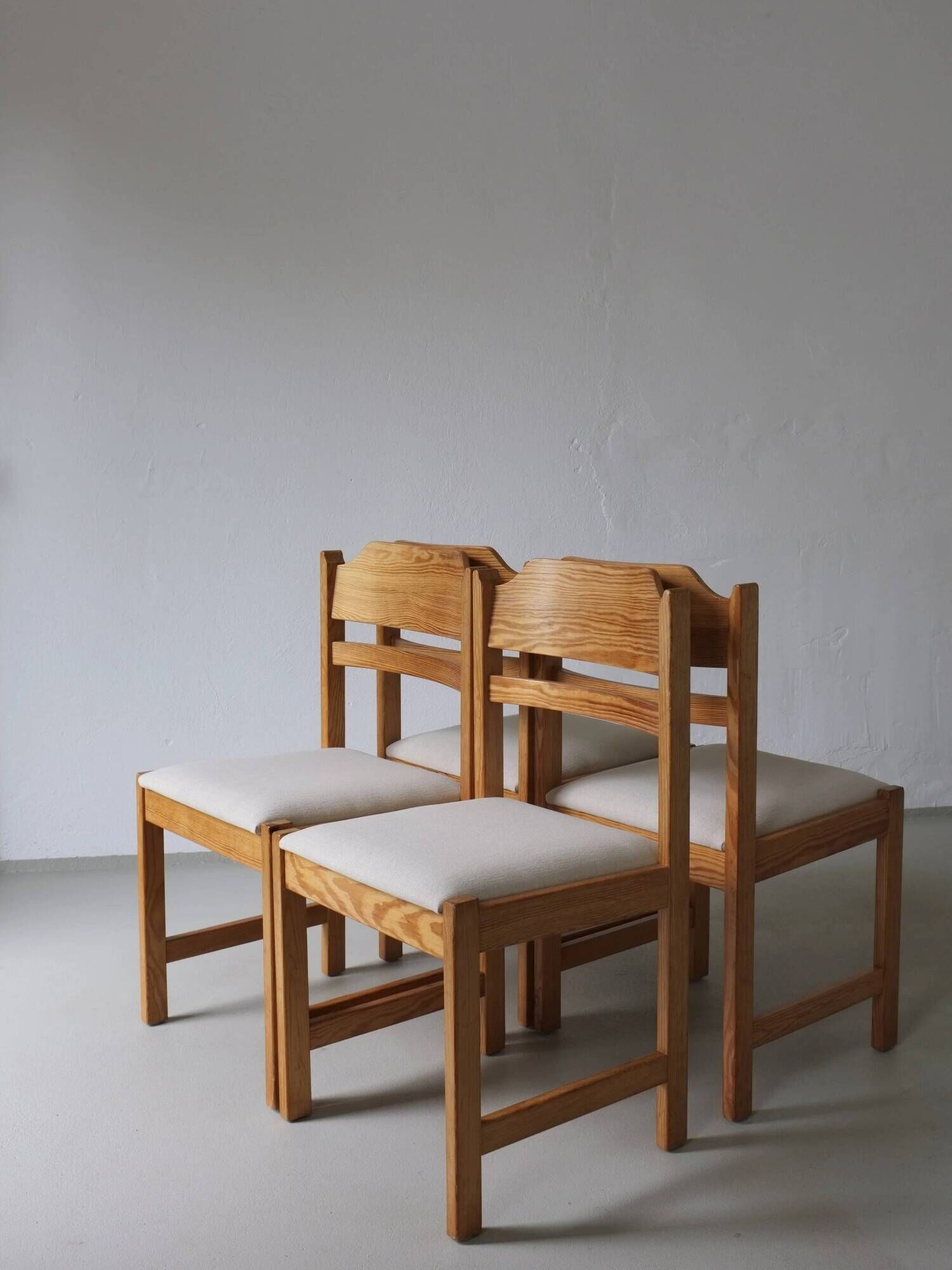 4 solid pine dining chairs | Sweden | 1960s