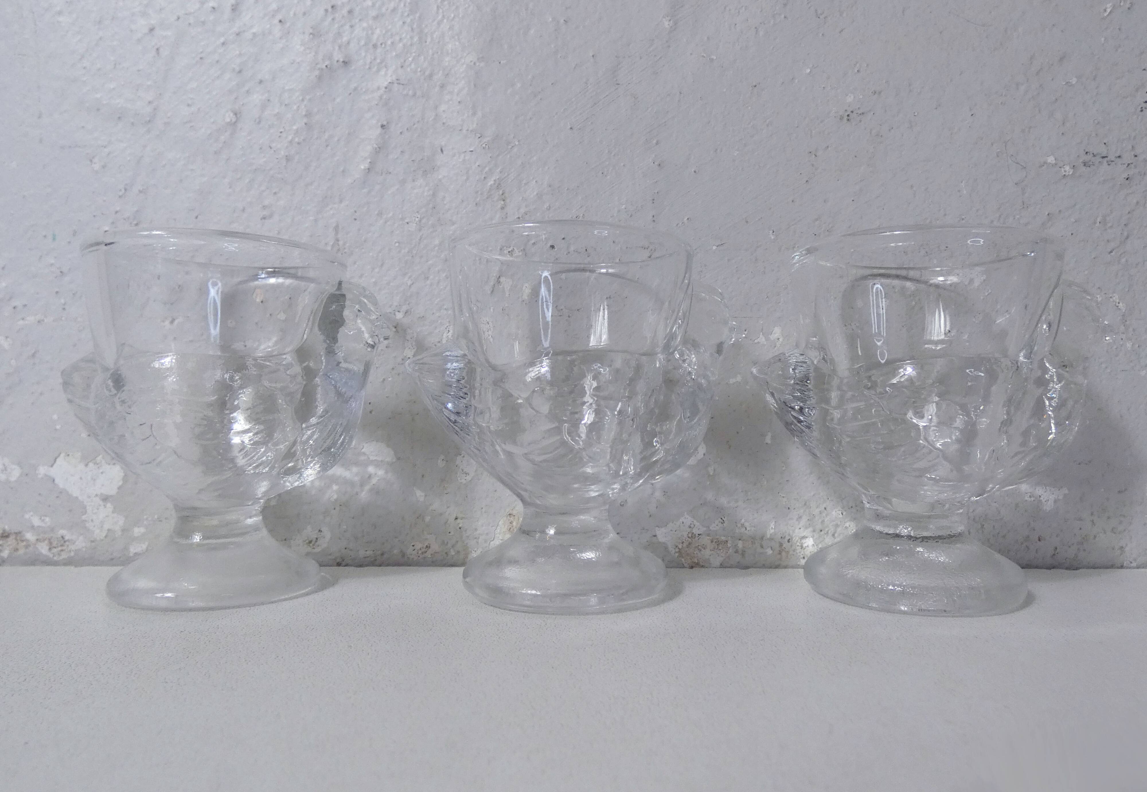 transparent chicken egg cups