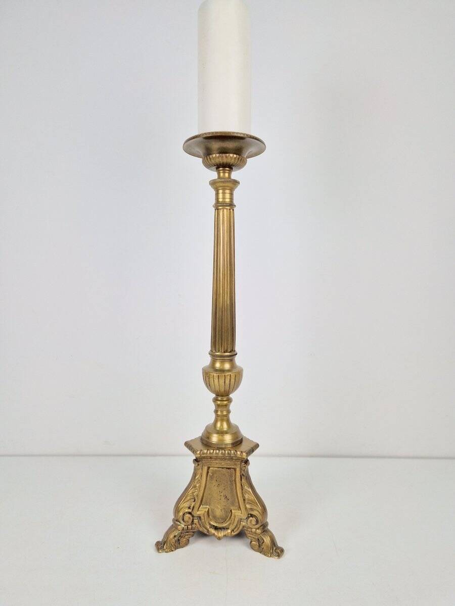 Large 19th Century Copper Church Candle Holder, France