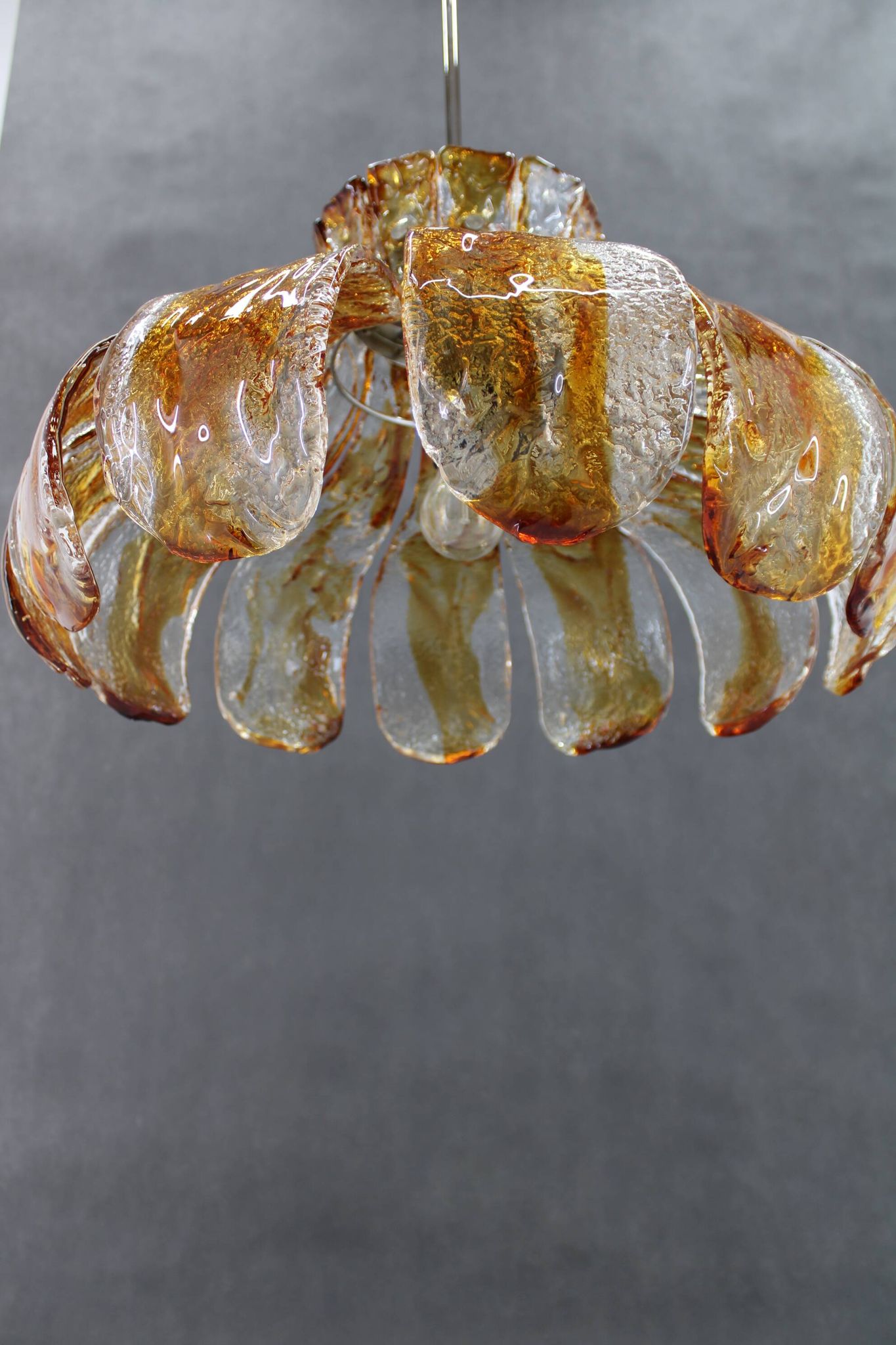 1970s Large Murano Glass Chandelier Mazzega, Italy