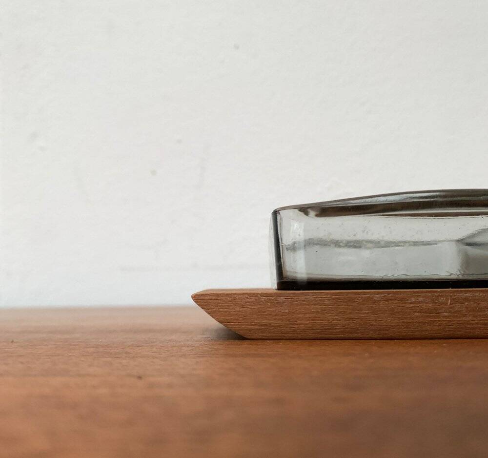 Mid-Century Danish Teak Cabaret Trays with Holmegaard Glasses, 1960s, Set of 4