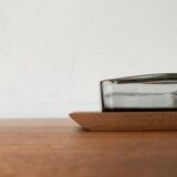 Mid-Century Danish Teak Cabaret Trays with Holmegaard Glasses, 1960s, Set of 4