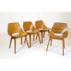 Set of 4 barrel chairs, wooden base, Pierre Guariche, Steiner, 1950s.