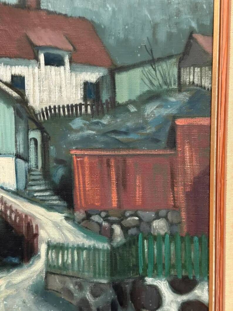 Original Swedish Oil on Canvas – “Stryket, Nordingrå” – Signed – Dated 1959 – Vintage & Framed – 52 × 44 cm (20.5" × 17.3")